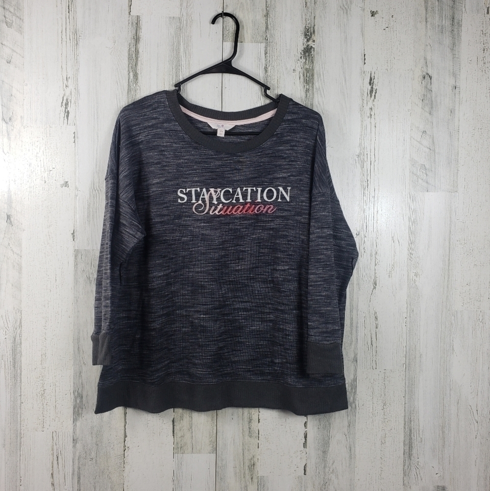 secret treasures gray staycation situation sweater women's size L 12-14